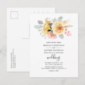 Elegant Floral Waterverf Script Botanical Wedding Uitnodiging Briefkaart (Voorkant / Achterkant)