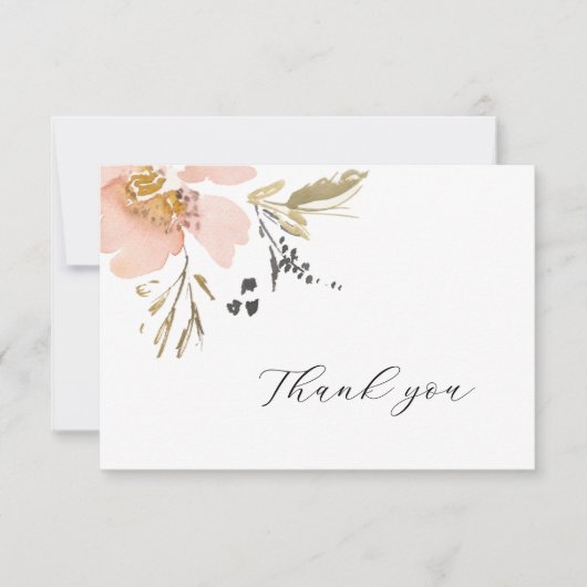 Elegant Floral Waterverf Script Hartelijk dank Bedankkaart (Voorkant)