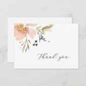 Elegant Floral Waterverf Script Hartelijk dank Bedankkaart (Voorkant / Achterkant)