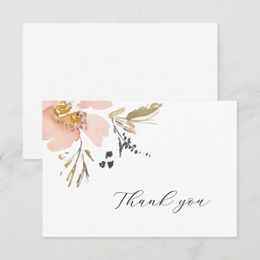 Elegant Floral Waterverf Script Hartelijk dank Bedankkaart (Voorkant / Achterkant)