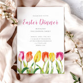 Elegant Floral Waterverf Tulip Paasdiner Kaart
