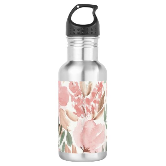 Elegant Floral Waterverf Waterfles (Voorkant)