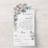 Elegant Floral Waterverf Wedding All In One Uitnodiging (Binnen)