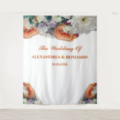 Elegant Floral Waterverf Wedding Flowers Backdrop Wandkleed (Voorkant)