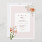 Elegant Floral Waterverf Wedding Invitation Kaart (Voorkant)