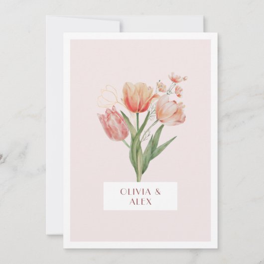 Elegant Floral Waterverf Wedding Invitation Kaart (Achterkant)