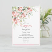 Elegant Floral Waterverf Wedding Invitation Kaart (Staand voorkant)