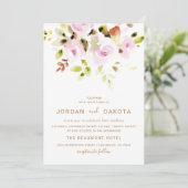 Elegant Floral Waterverf Wedding Invitation Kaart (Staand voorkant)
