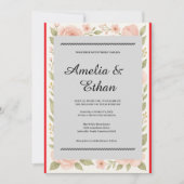 Elegant Floral Waterverf Wedding Invitation Kaart (Voorkant)