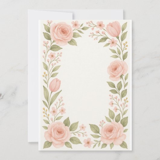 Elegant Floral Waterverf Wedding Invitation Kaart (Achterkant)