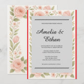 Elegant Floral Waterverf Wedding Invitation Kaart (Voorkant / Achterkant)