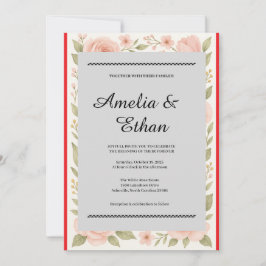 Elegant Floral Waterverf Wedding Invitation Kaart