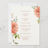 Elegant Floral Waterverf Wedding Invitation Kaart (Voorkant)