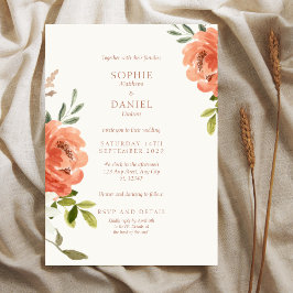Elegant Floral Waterverf Wedding Invitation Kaart