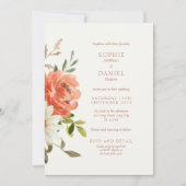Elegant Floral Waterverf Wedding Invitation Kaart (Voorkant)