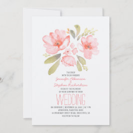 Elegant Floral Waterverf Wedding Invitations Kaart