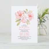 Elegant Floral Waterverf Wedding Invitations Kaart (Staand voorkant)