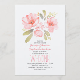 Elegant Floral Waterverf Wedding Invitations Kaart