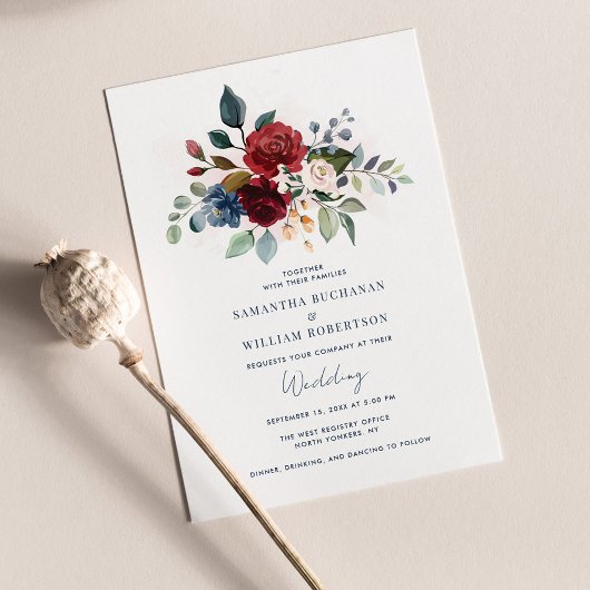 Elegant Floral Waterverf Wedding Kaart