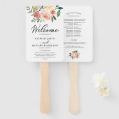 Elegant Floral Waterverf Wedding Programme Handwaaier (Voorkant en achterkant)