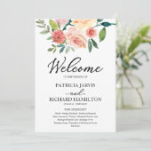 Elegant Floral Waterverf Wedding Programme Programmakaart (Staand voorkant)