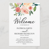 Elegant Floral Waterverf Wedding Programme Programmakaart (Voorkant)