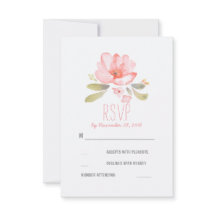 Elegant Floral Waterverf Wedding RSVP Kaarten