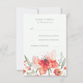 Elegant Floral Waterverf Wedding RSVP Kaarten Kaartje