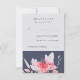 Elegant Floral Waterverf Wedding RSVP Kaarten Kaartje