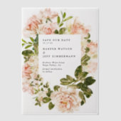 Elegant Floral Waterverf Wedding Save the Date Vellum Uitnodigingen (Voorkant)