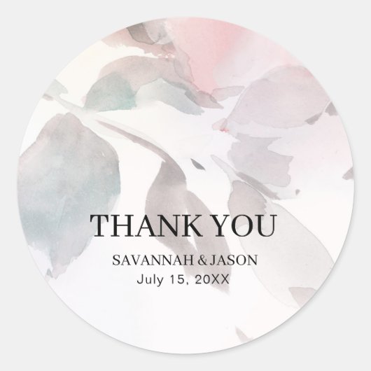 Elegant Floral Waterverf Wedding Sticker (Voorkant)