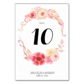 Elegant Floral Waterverf Wedding Table Numbers Kaart (Achterkant)