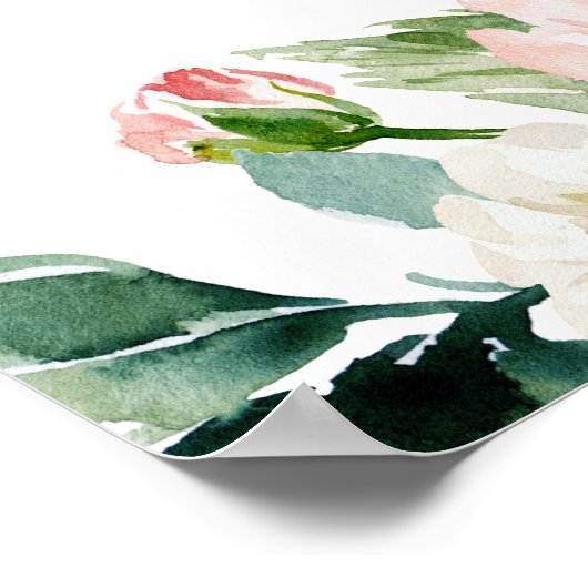 Elegant Floral Waterverf | Welkomstteken voor brui Poster (Hoek)