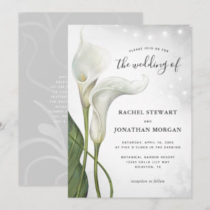 Elegant Floral Waterverf White Calla Lily Wedding Kaart