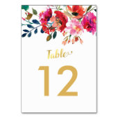 Elegant Floral Waterverf White Gold Table Numbers Kaart (Achterkant)