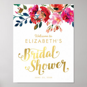 Elegant Floral Waterverf White Gold Vrijgezellenfe Poster