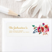 Elegant Floral Waterverf White Gold Wedding Etiket (Insitu)