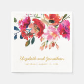 Elegant Floral Waterverf White Gold Wedding Servet (Voorkant)