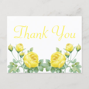 Elegant Floral Waterverf Yellow Rose Dank je wel Briefkaart