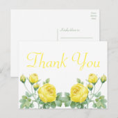 Elegant Floral Waterverf Yellow Rose Dank je wel Briefkaart (Voorkant / Achterkant)
