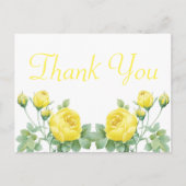 Elegant Floral Waterverf Yellow Rose Dank je wel Briefkaart (Voorkant)