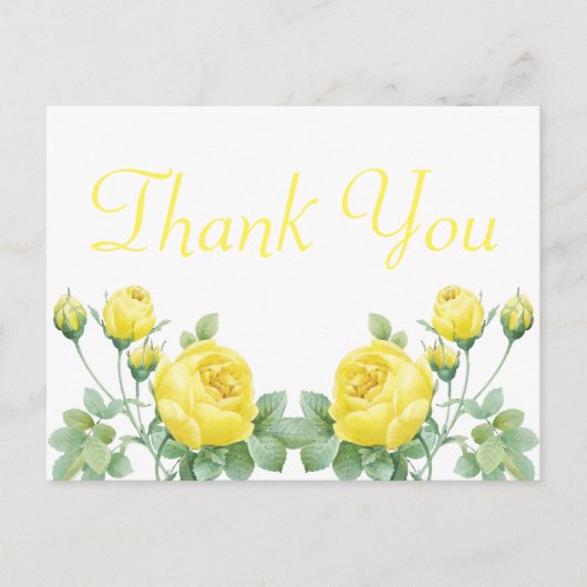 Elegant Floral Waterverf Yellow Rose Dank je wel Briefkaart (Voorkant)