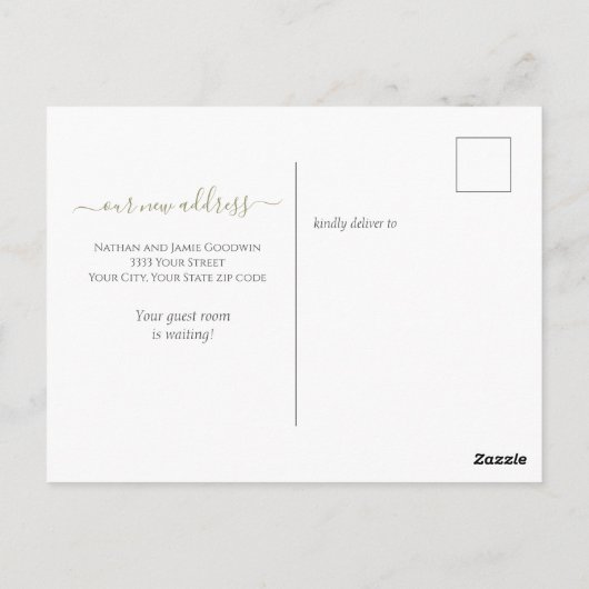 Elegant Floral We hebben het script aangekondigd Briefkaart (Achterkant)