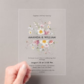 Elegant Floral Wedding Acryl Uitnodigingen (Insitu (Draagbaar))