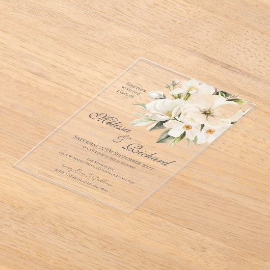Elegant Floral Wedding Acrylic Invitation Acryl Uitnodigingen (Laagn)