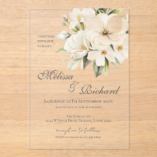 Elegant Floral Wedding Acrylic Invitation Acryl Uitnodigingen
