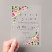 Elegant Floral Wedding Acrylic Invitation Acryl Uitnodigingen (Insitu (Draagbaar))