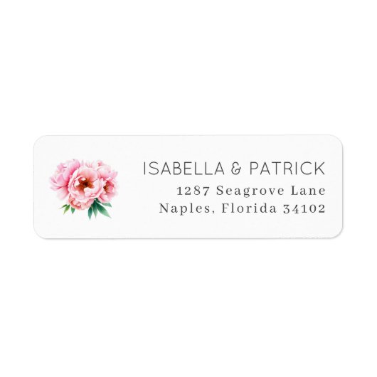 Elegant Floral Wedding Address Label (Voorkant)