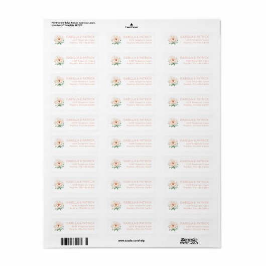 Elegant Floral Wedding Address Label (Full Sheet)