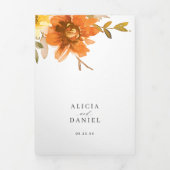 Elegant floral wedding all in one QR code RSVP Drieluik Uitnodiging (Cover)